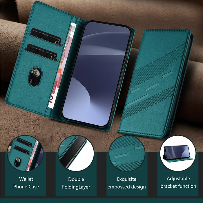 For iPhone 13 6.1 inch Phone Cases Punk Style Imprinted Wallet Stand Leather Cover - Dark Green - 7