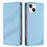 For iPhone 14 Phone Cases Punk Style Imprinted Wallet Stand Leather Cover - Baby Blue - 1