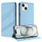 For iPhone 14 Phone Cases Punk Style Imprinted Wallet Stand Leather Cover - Baby Blue - 2