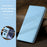 For iPhone 14 Phone Cases Punk Style Imprinted Wallet Stand Leather Cover - Baby Blue - 7