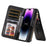 For iPhone 14 Pro Max Magnetic Case Detachable PU Leather Zipper Wallet Cover - Black - 3