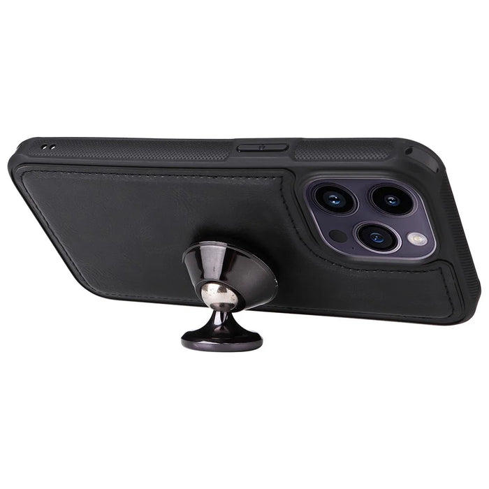 For iPhone 14 Pro Max Magnetic Case Detachable PU Leather Zipper Wallet Cover - Black - 5