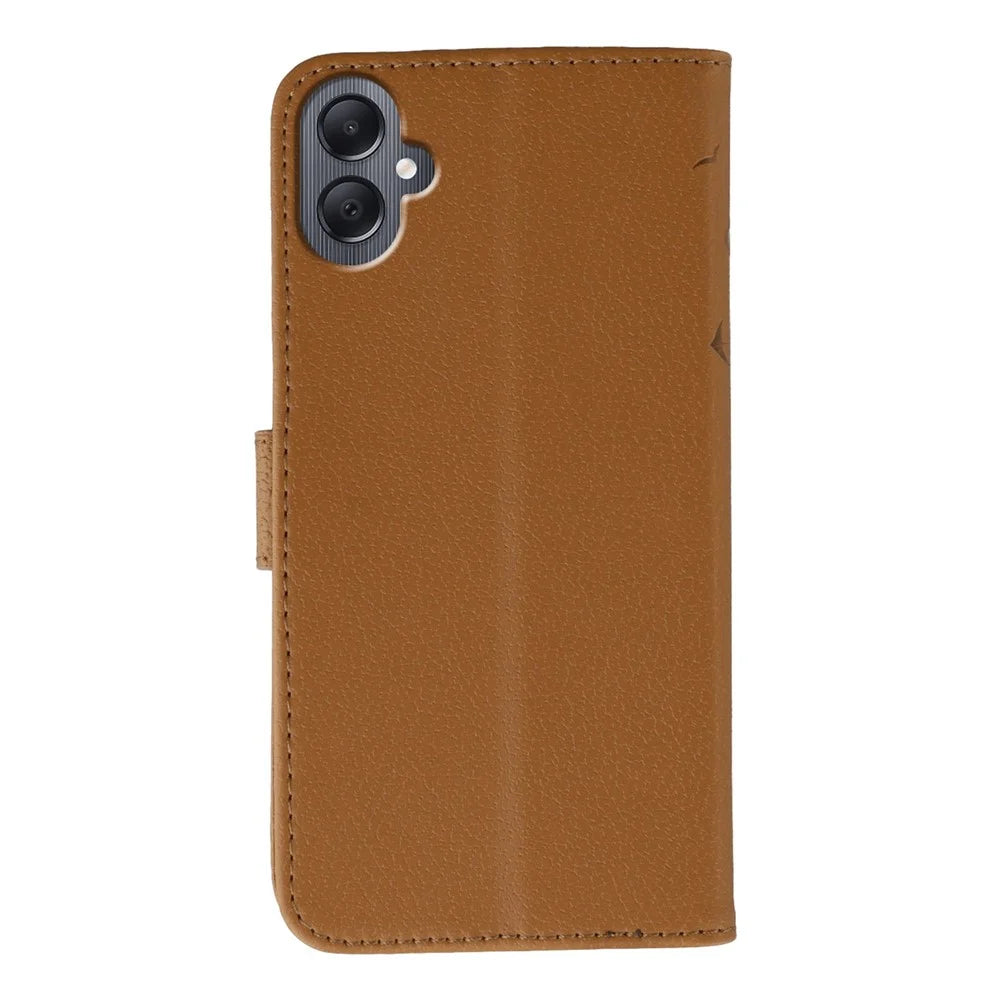 For Samsung Galaxy A05 4G Case Feather Imprint PU Leather Wallet Phone Cover - Brown - 5