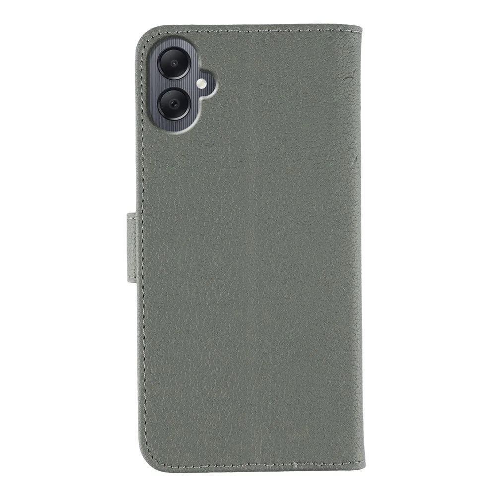 For Samsung Galaxy A08 5G / A08 4G / A07 4G / A06 4G / A06 5G Case Feather Imprint PU Leather Wallet Phone Cover - Grey - 5