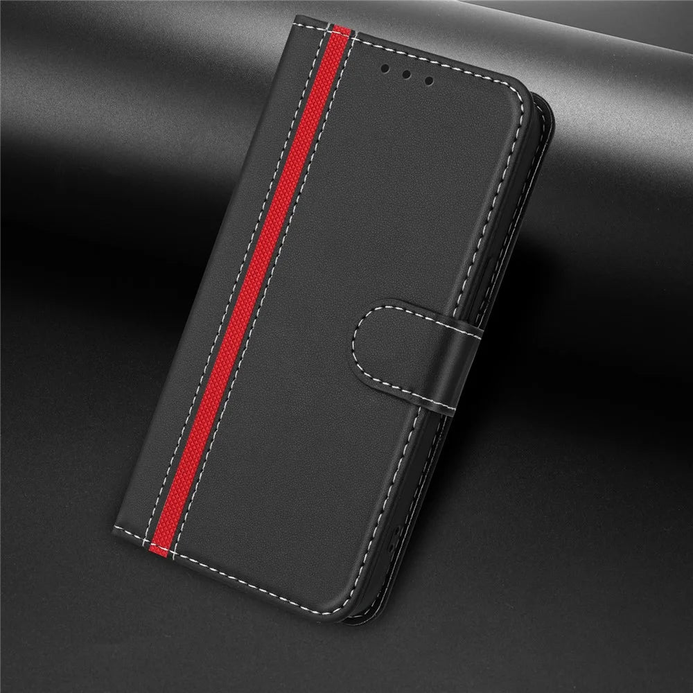 For OnePlus 11 5G Phone Cases Wallet Stand Color Splicing Leather Cover with Magnetic Clasp - Black - 7