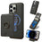 For iPhone 16 Pro Max Magnetic Case PC + PU Phone Back Cover with Detachable Card Holder - Black - 1