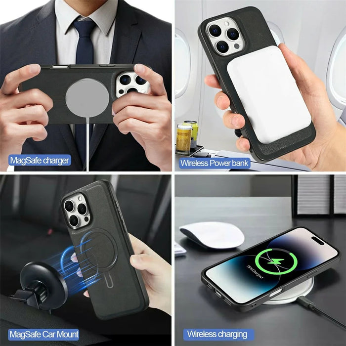For iPhone 16 Pro Max Magnetic Case PC + PU Phone Back Cover with Detachable Card Holder - Black - 4