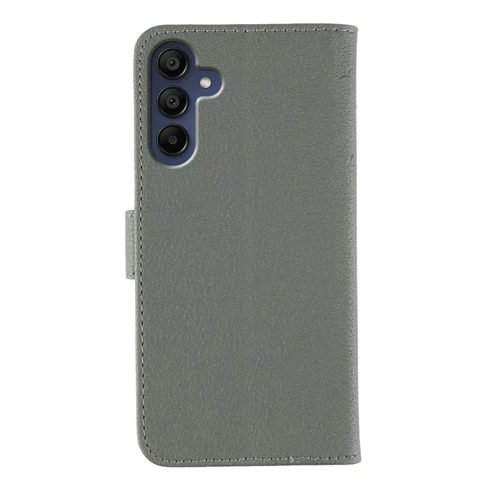 For Samsung Galaxy A06s Case Feather Imprint PU Leather Wallet Phone Cover - Grey - 5