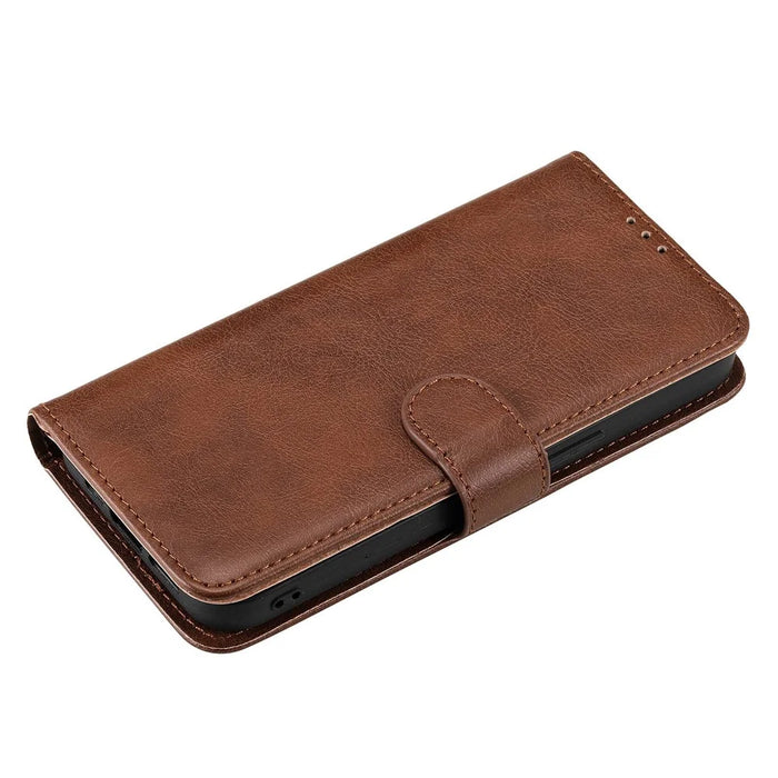 For iPhone 14 Pro Case 2 in 1 Detachable Magnetic Leather Wallet Mobile Cover with Strap - Brown - 6