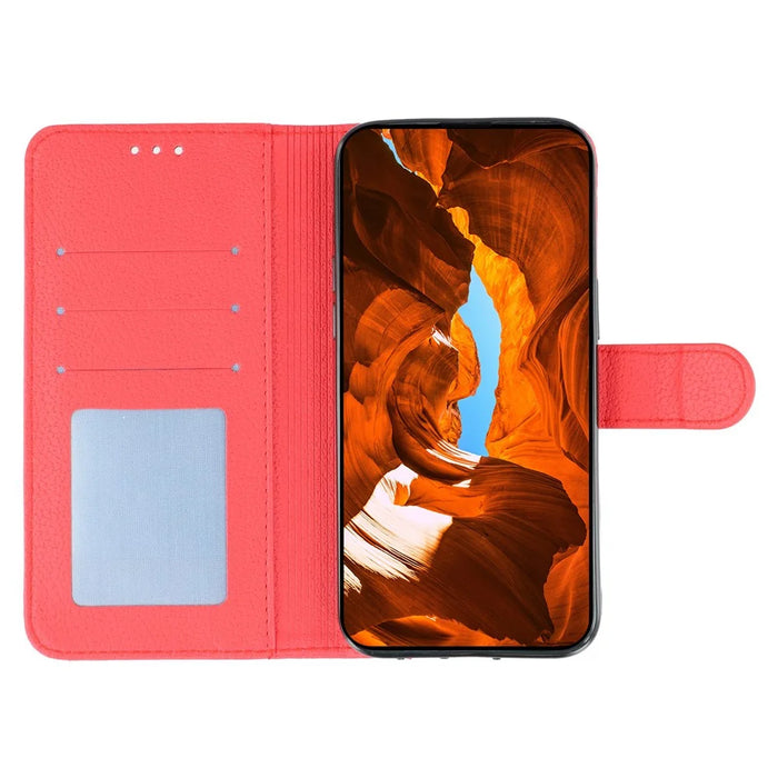 For Samsung Galaxy A35 5G Case Feather Imprint PU Leather Wallet Phone Cover - Red - 2