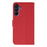 For Samsung Galaxy A35 5G Case Feather Imprint PU Leather Wallet Phone Cover - Red - 5