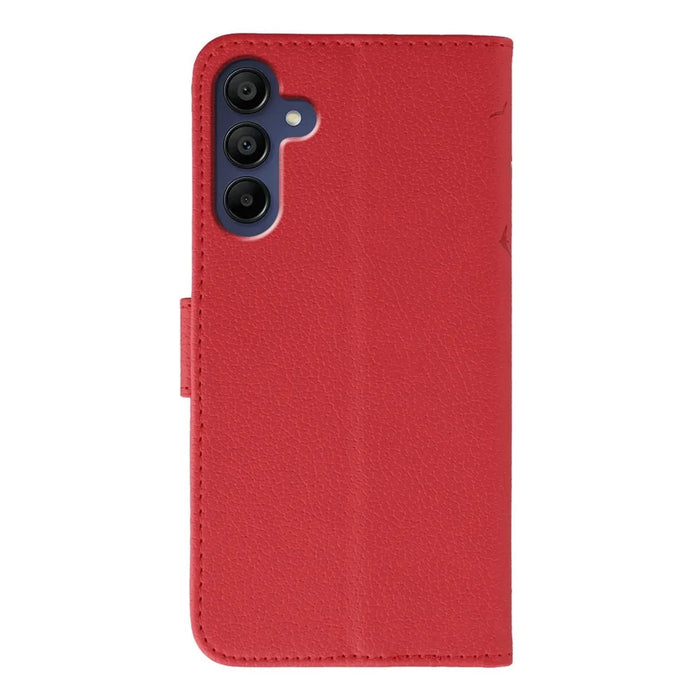 For Samsung Galaxy A35 5G Case Feather Imprint PU Leather Wallet Phone Cover - Red - 5