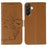 For Samsung Galaxy A36 5G Case Feather Imprint PU Leather Wallet Phone Cover - Brown - 1