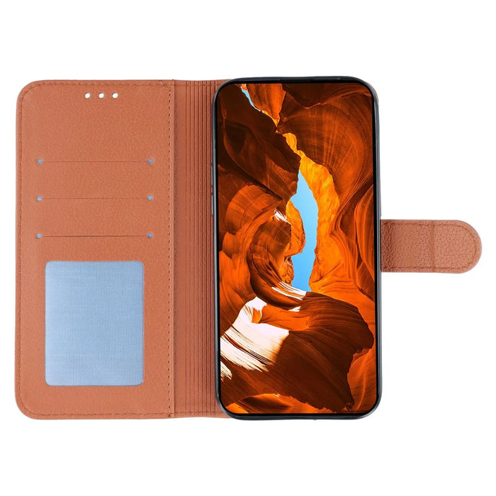 For Samsung Galaxy A36 5G Case Feather Imprint PU Leather Wallet Phone Cover - Brown - 2