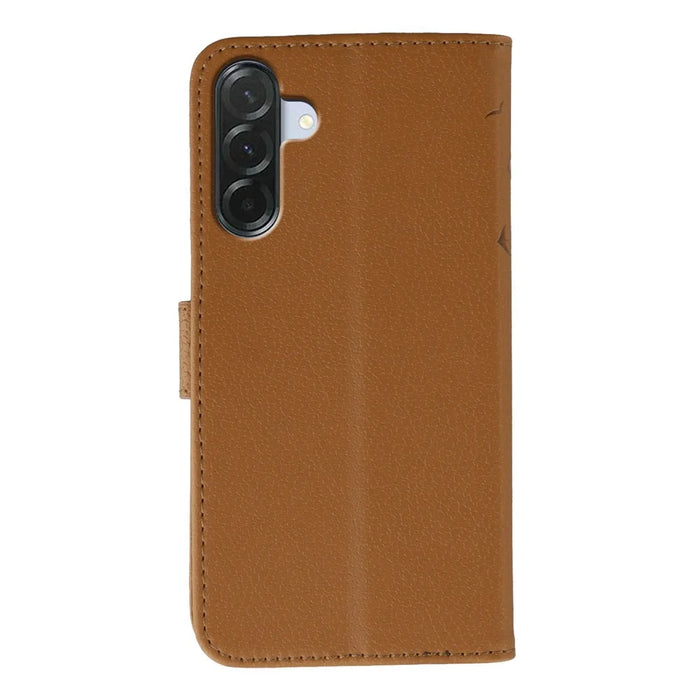 For Samsung Galaxy A36 5G Case Feather Imprint PU Leather Wallet Phone Cover - Brown - 5