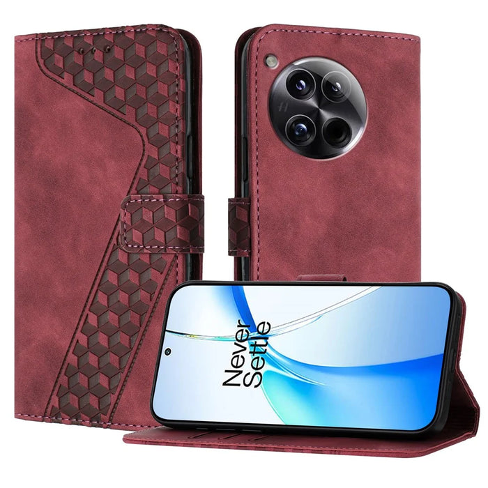 For OnePlus 12 5G Leather Case 7-Shaped Pattern Wallet Stand Shockproof Phone Cover - Brown - 1