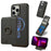 For iPhone 13 Pro Max Magnetic Case PC + PU Phone Back Cover with Detachable Card Holder - Black - 1