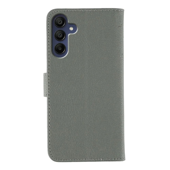 For Samsung Galaxy S25+ / S24+ Case Feather Imprint PU Leather Wallet Phone Cover - Grey - 5