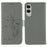 For Samsung Galaxy S25 Edge Case Feather Imprint PU Leather Wallet Phone Cover - Grey - 1