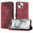 For iPhone 15 Leather Case 7-Shaped Pattern Wallet Stand Shockproof Phone Cover - Brown - 1
