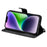 For iPhone 14 Case 2 in 1 Detachable Magnetic Leather Wallet Mobile Cover with Strap - Black - 2