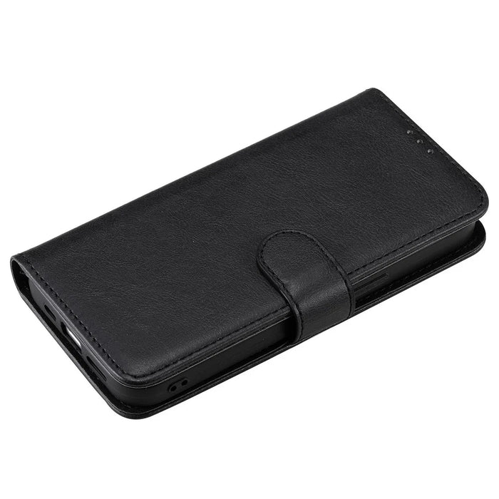 For iPhone 14 Case 2 in 1 Detachable Magnetic Leather Wallet Mobile Cover with Strap - Black - 5