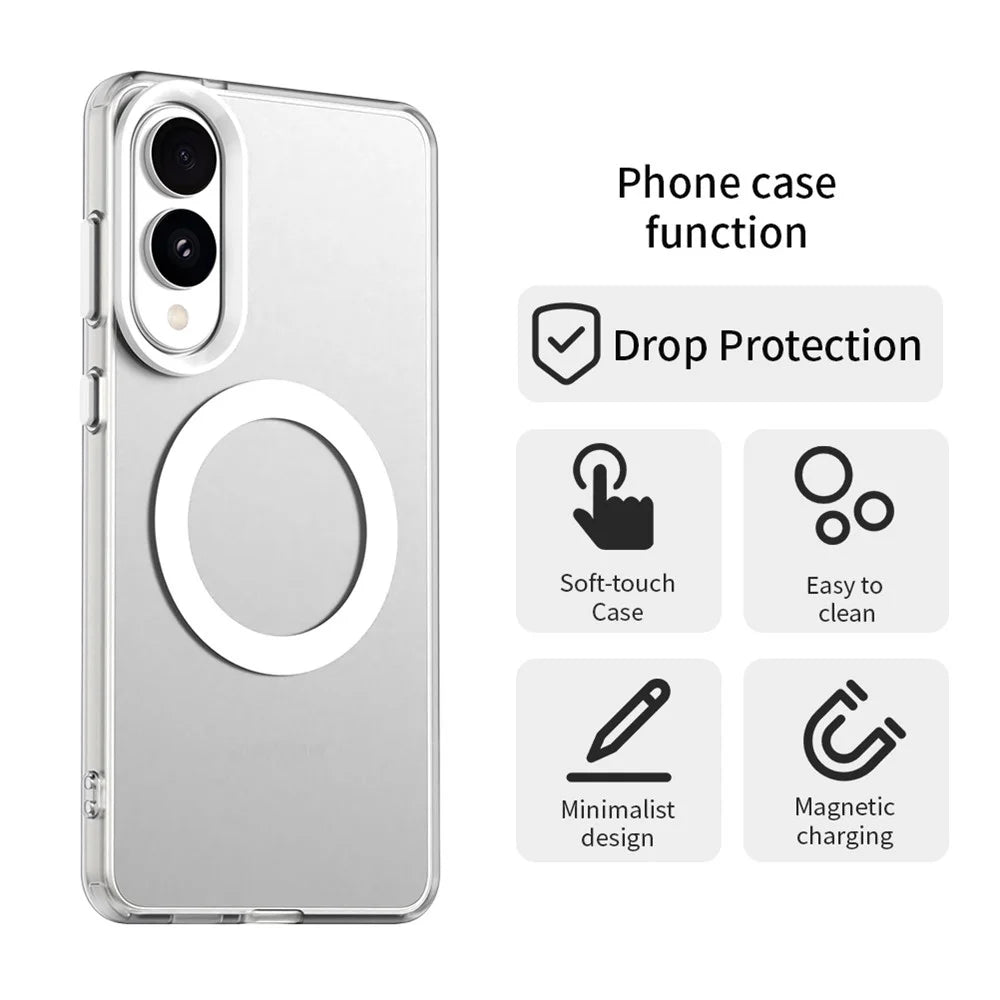 For Samsung Galaxy S25 Edge Case Magnetic Case Skin Touch Matte Anti Drop TPU + PC Phone Back Cover - White - 2