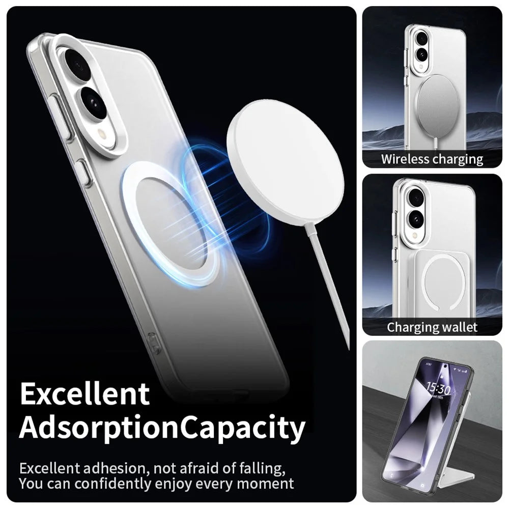 For Samsung Galaxy S25 Edge Case Magnetic Case Skin Touch Matte Anti Drop TPU + PC Phone Back Cover - White - 3