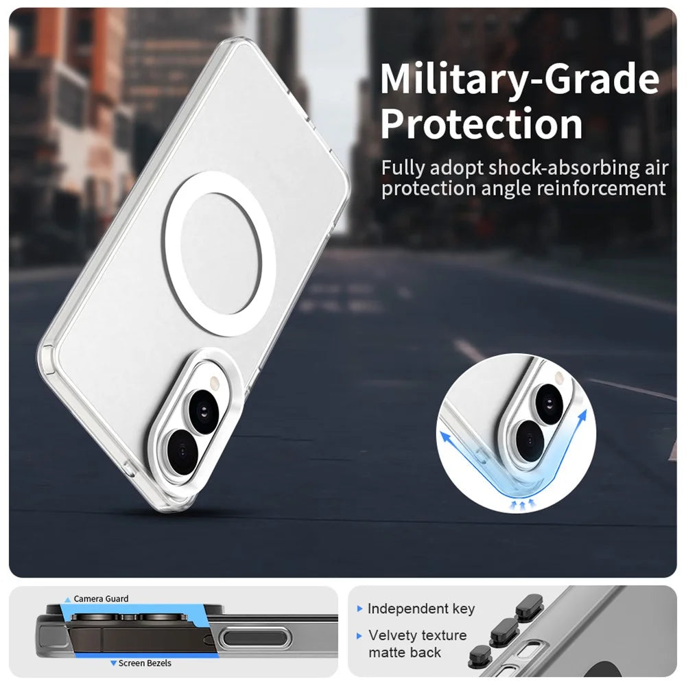 For Samsung Galaxy S25 Edge Case Magnetic Case Skin Touch Matte Anti Drop TPU + PC Phone Back Cover - White - 4