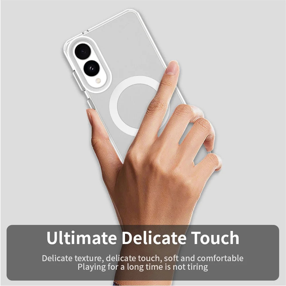 For Samsung Galaxy S25 Edge Case Magnetic Case Skin Touch Matte Anti Drop TPU + PC Phone Back Cover - White - 5