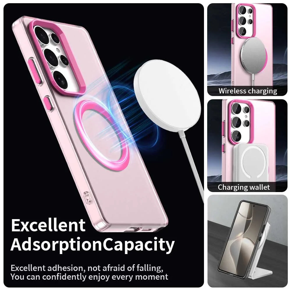 For Samsung Galaxy S25 Ultra Case Magnetic Case Skin Touch Matte Anti Drop TPU + PC Phone Back Cover - Red - 3