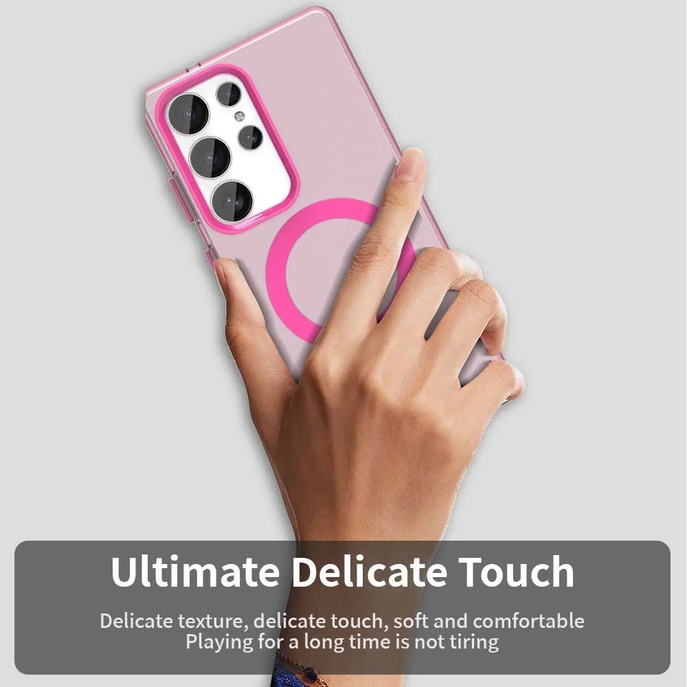 For Samsung Galaxy S25 Ultra Case Magnetic Case Skin Touch Matte Anti Drop TPU + PC Phone Back Cover - Red - 5