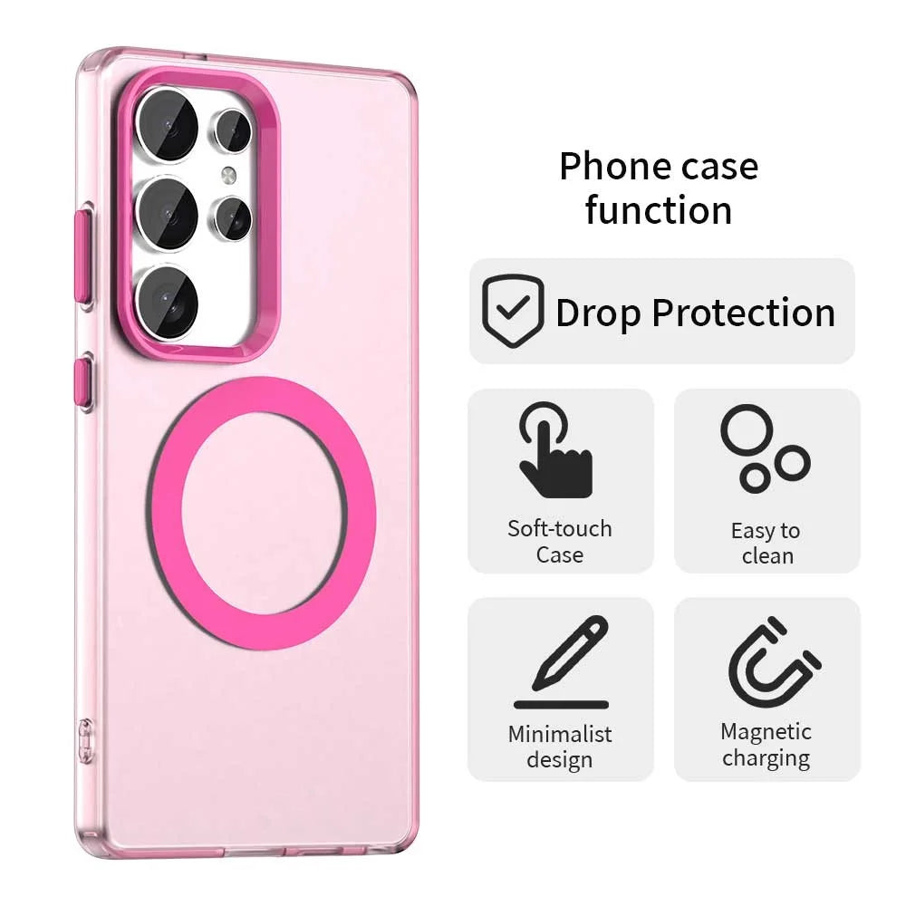 For Samsung Galaxy S24 Ultra Case Magnetic Case Skin Touch Matte Anti Drop TPU + PC Phone Back Cover - Red - 2
