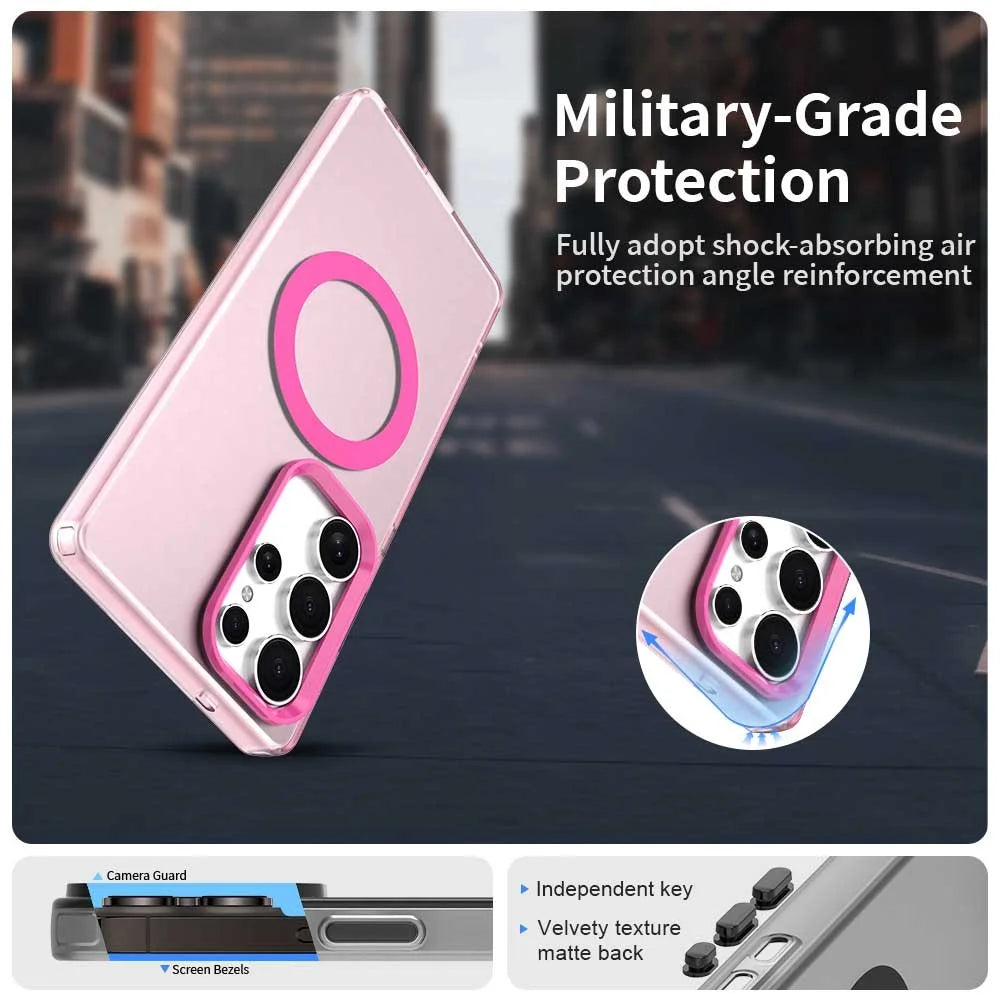 For Samsung Galaxy S24 Ultra Case Magnetic Case Skin Touch Matte Anti Drop TPU + PC Phone Back Cover - Red - 4