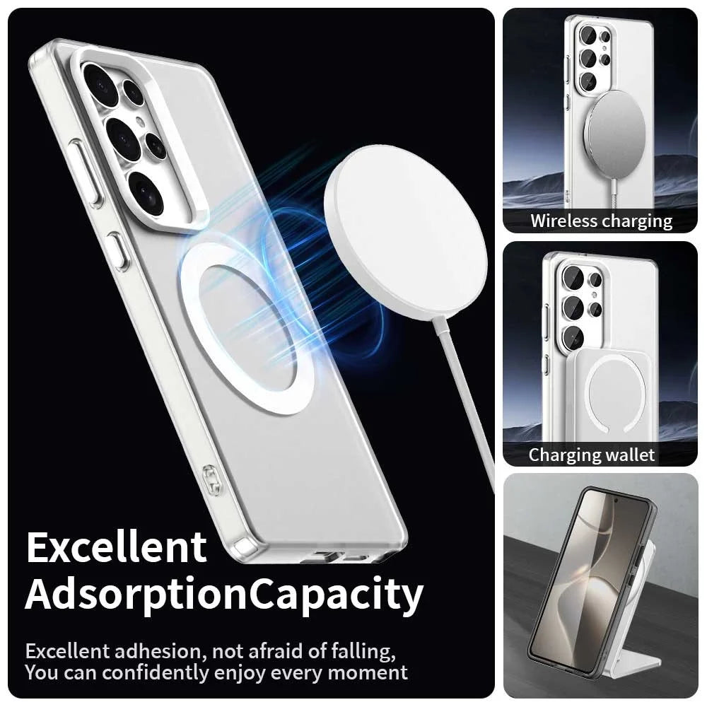 For Samsung Galaxy S23 Ultra Case Magnetic Case Skin Touch Matte Anti Drop TPU + PC Phone Back Cover - White - 3