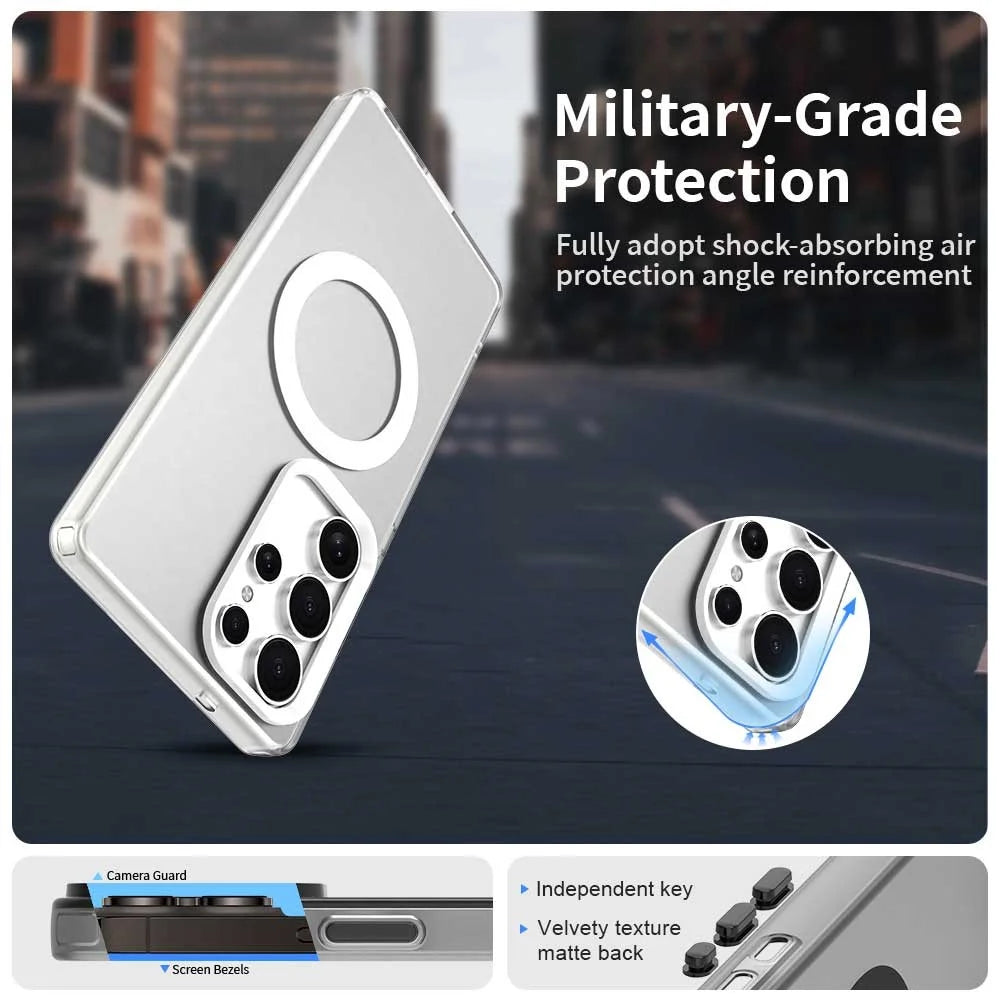 For Samsung Galaxy S23 Ultra Case Magnetic Case Skin Touch Matte Anti Drop TPU + PC Phone Back Cover - White - 4