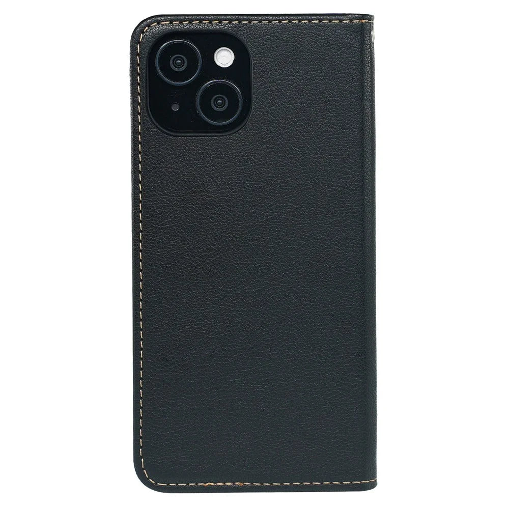 For iPhone 14 Case Wallet RFID Blocking Leather Phone Cover Strong Magnetic Closure - Black - 6