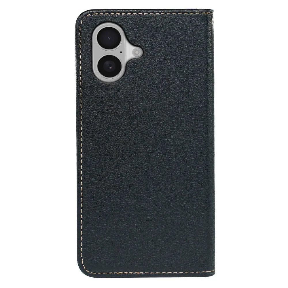 For iPhone 16 Case Wallet RFID Blocking Leather Phone Cover Strong Magnetic Closure - Black - 6