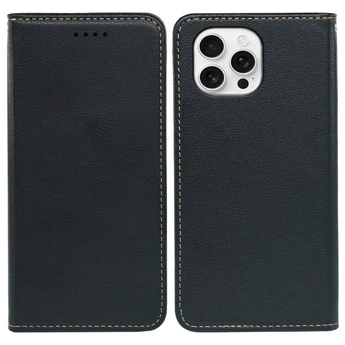 For iPhone 16 Pro Case Wallet RFID Blocking Leather Phone Cover Strong Magnetic Closure - Black - 1