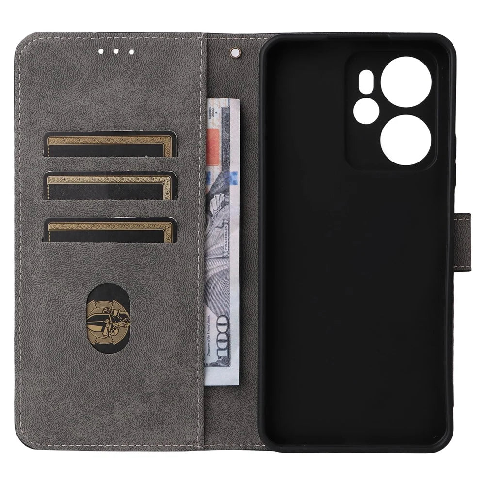 For Blackview Oscal Tiger 13 Case Wallet RFID Blocking PU Leather Cover Stand with Strap - Black - 5