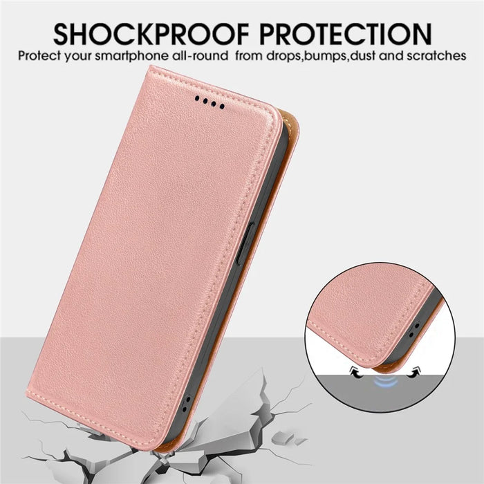 Phone Case For Google Pixel 9 Pro / Pixel 9 Wallet RFID Blocking Litchi Texture Leather Cover Strong Magnetic Closure - Rose Gold - 5
