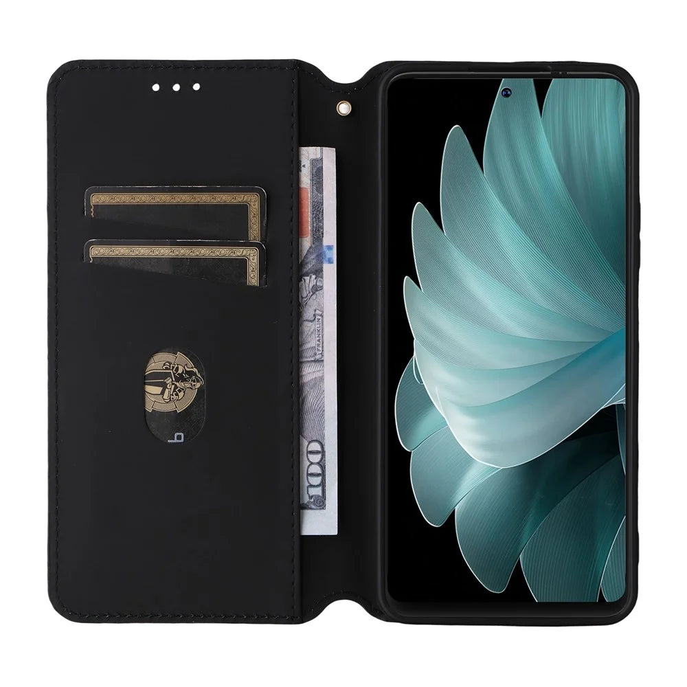 For Blackview Oscal Tiger 13 Case Wallet Rhombus Imprinted Leather Phone Cover - Silver - 2