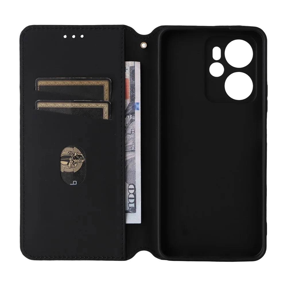 For Blackview Oscal Tiger 13 Case Wallet Rhombus Imprinted Leather Phone Cover - Silver - 5