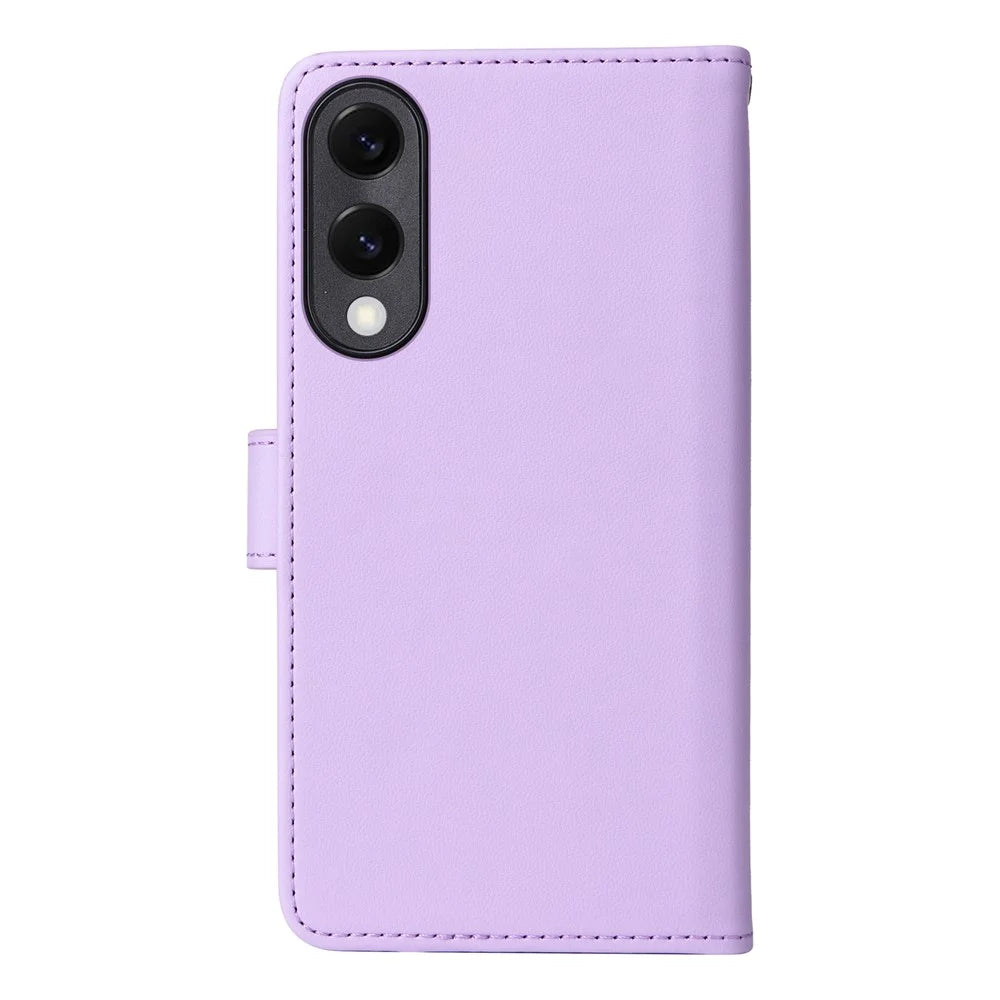 BETOPNICE For Samsung Galaxy S25 Edge Magnetic Case  Detachable PU Leather Phone Cover with Strap - Purple - 3