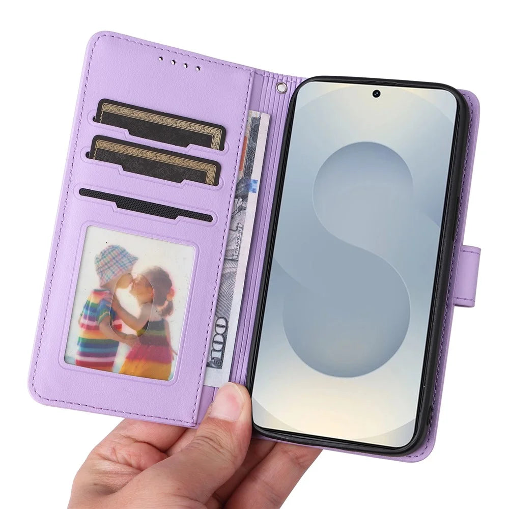 BETOPNICE For Samsung Galaxy S25 Edge Magnetic Case  Detachable PU Leather Phone Cover with Strap - Purple - 7