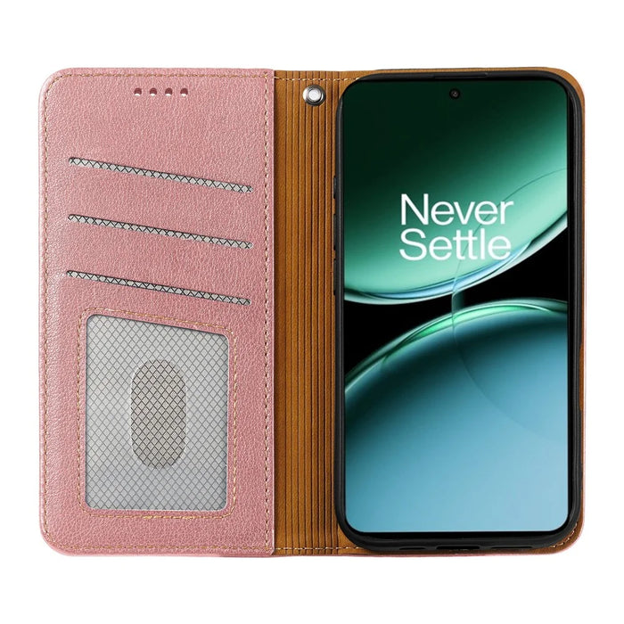 For OnePlus Nord 4 Case Wallet RFID Blocking Leather Phone Cover Strong Magnetic Closure - Rose Gold - 2
