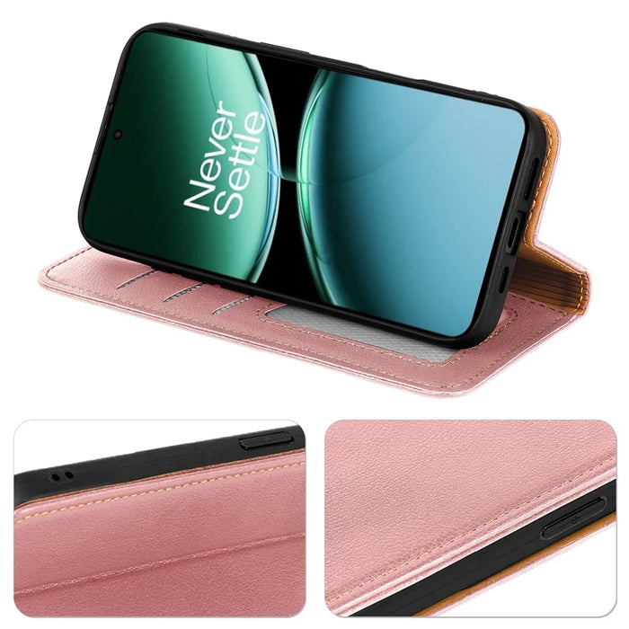 For OnePlus Nord 4 Case Wallet RFID Blocking Leather Phone Cover Strong Magnetic Closure - Rose Gold - 3