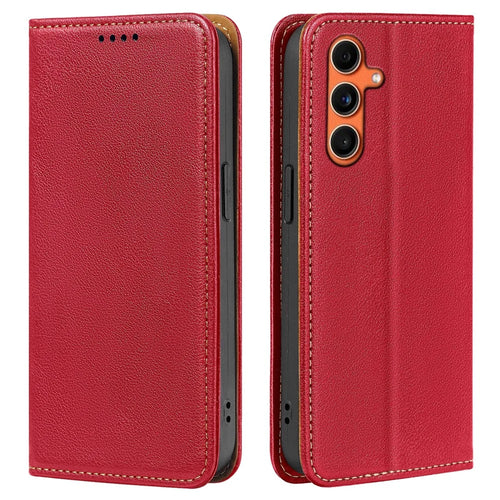 For Samsung Galaxy A06s Case Wallet RFID Blocking Leather Phone Cover Strong Magnetic Closure - Red - 1