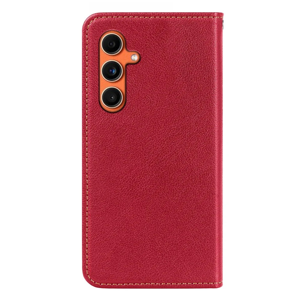 For Samsung Galaxy A06s Case Wallet RFID Blocking Leather Phone Cover Strong Magnetic Closure - Red - 7