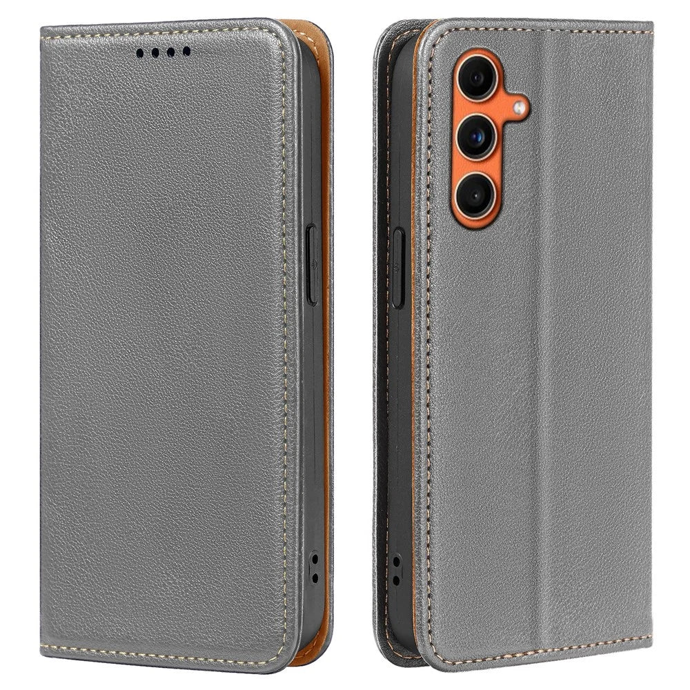 For Samsung Galaxy A15 4G / 5G Case Wallet RFID Blocking Leather Phone Cover Strong Magnetic Closure - Grey - 1